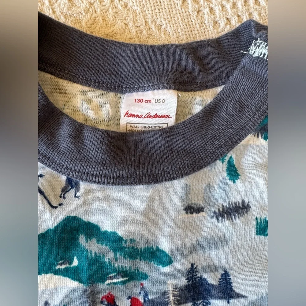 Hanna Andersson Winter Hockey Outdoor Pajama Set Size 8 Organic Cotton